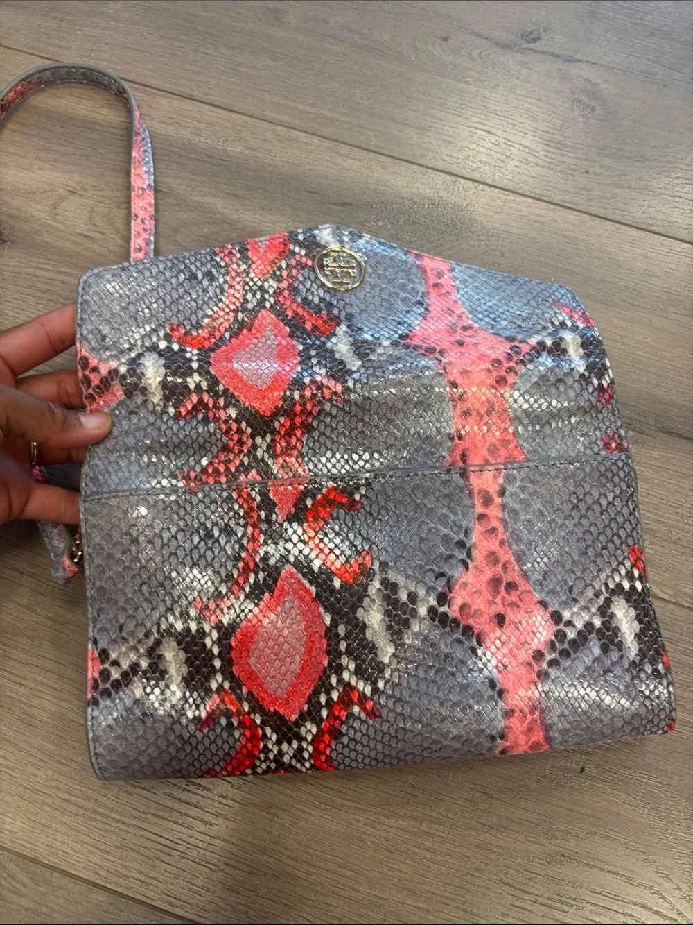 Tory Burch Python Snakeskin-Print Crossbody Bag